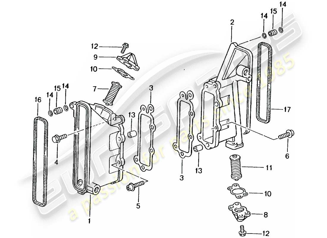 porsche 2003 (996 turbo / gt2) chain case - tensioner - chain part diagram
