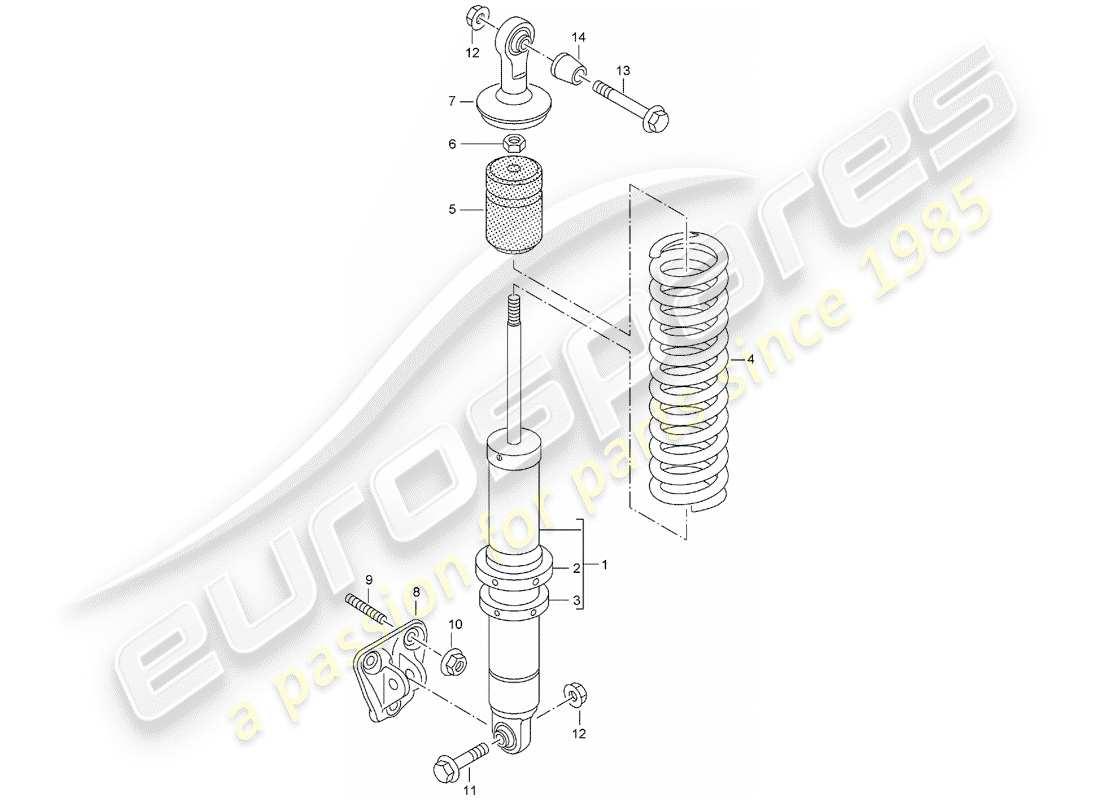 porsche 2004 (carrera gt) suspension - shock absorber strut - bracket part diagram