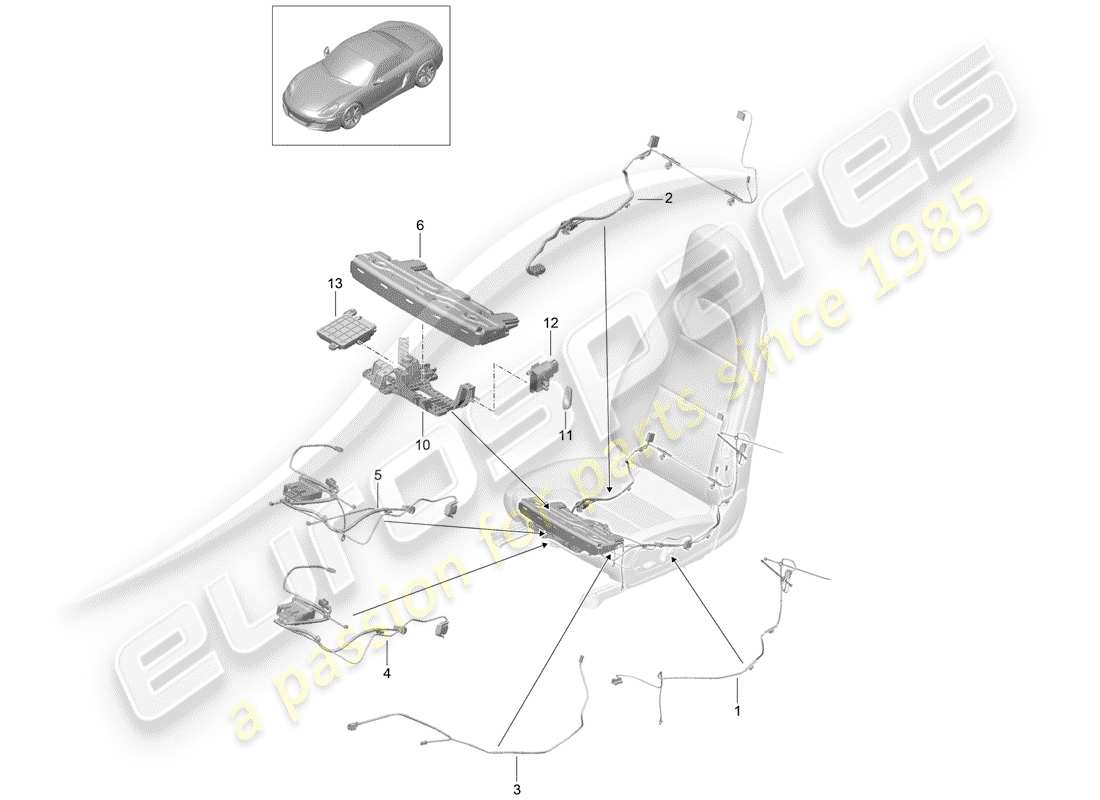 porsche 2012 (981 boxster) wiring harnesses part diagram