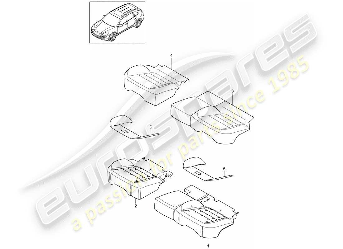 porsche 2013 (cayenne e2 92a) seat cushion parts diagram