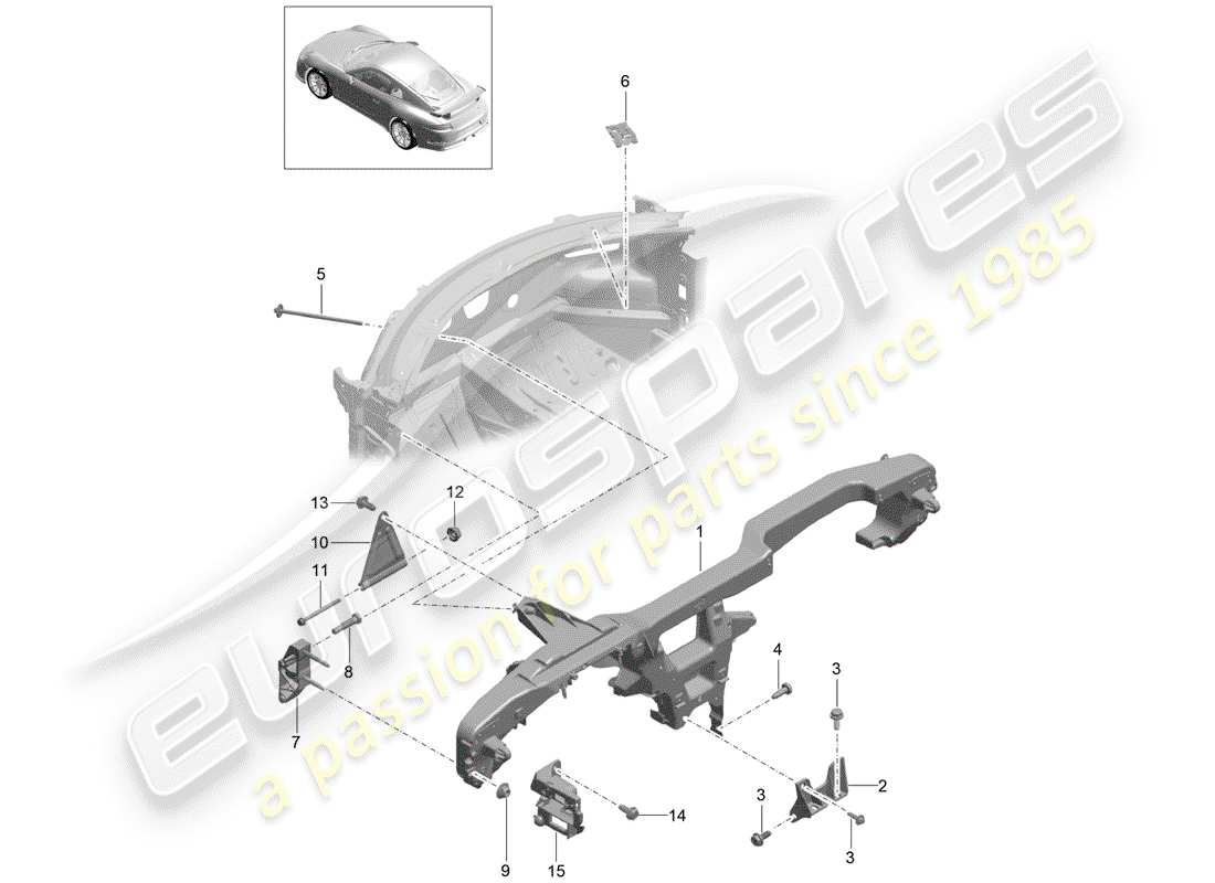 porsche 2016 (991-1 r/gt3/rs) retaining frame part diagram