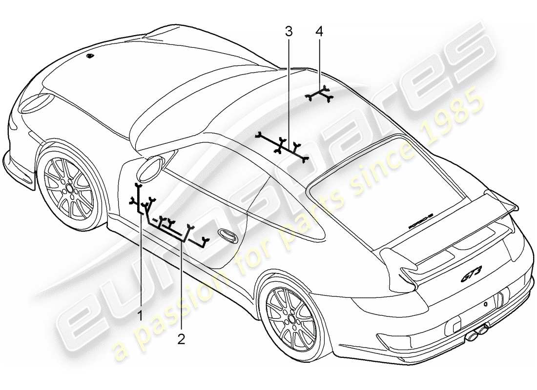 porsche 2007 (997-1 gt3) wiring harnesses part diagram