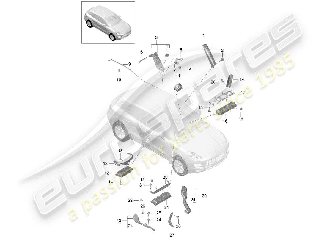 porsche 2015 (macan) airbag parts diagram