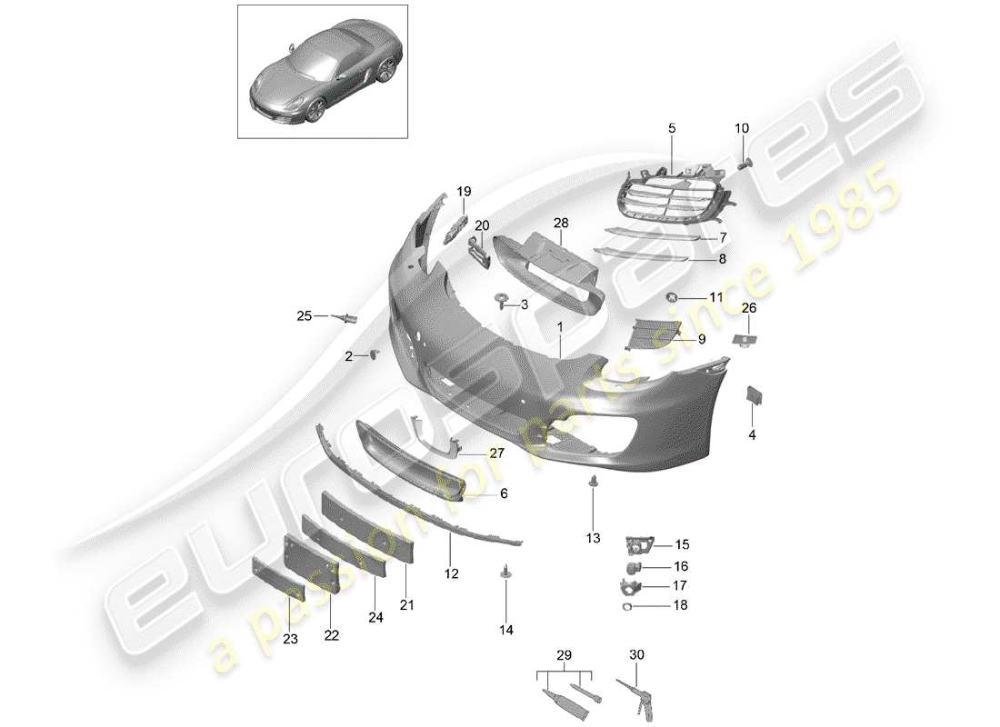 porsche 2013 (981 boxster) bumper parts diagram