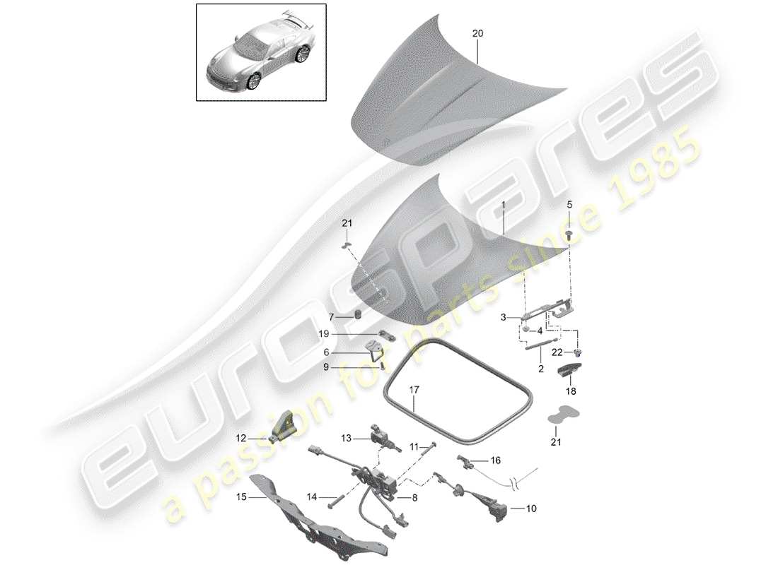 porsche 2020 (991-2 r/gt3/rs) cover part diagram