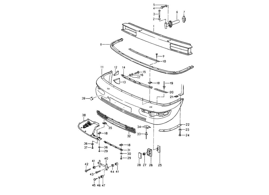 porsche 1994 (964) bumper parts diagram
