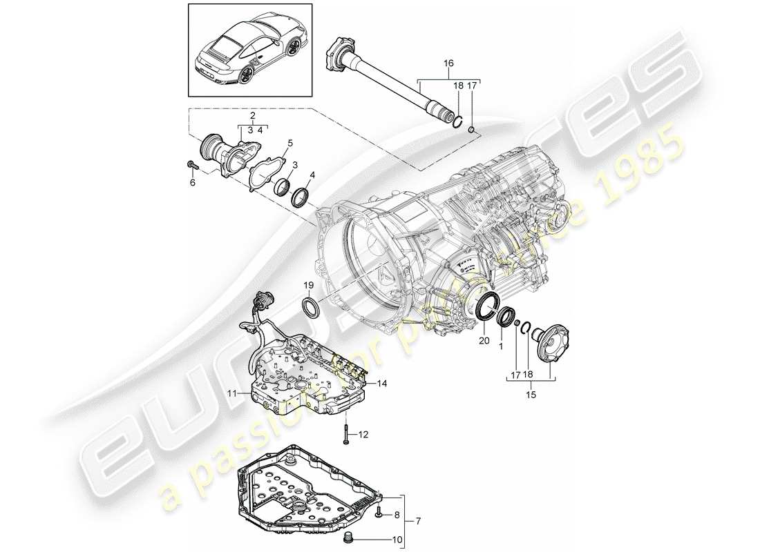 porsche 2013 (997-2 turbo / gt2 rs) - pdk - parts diagram