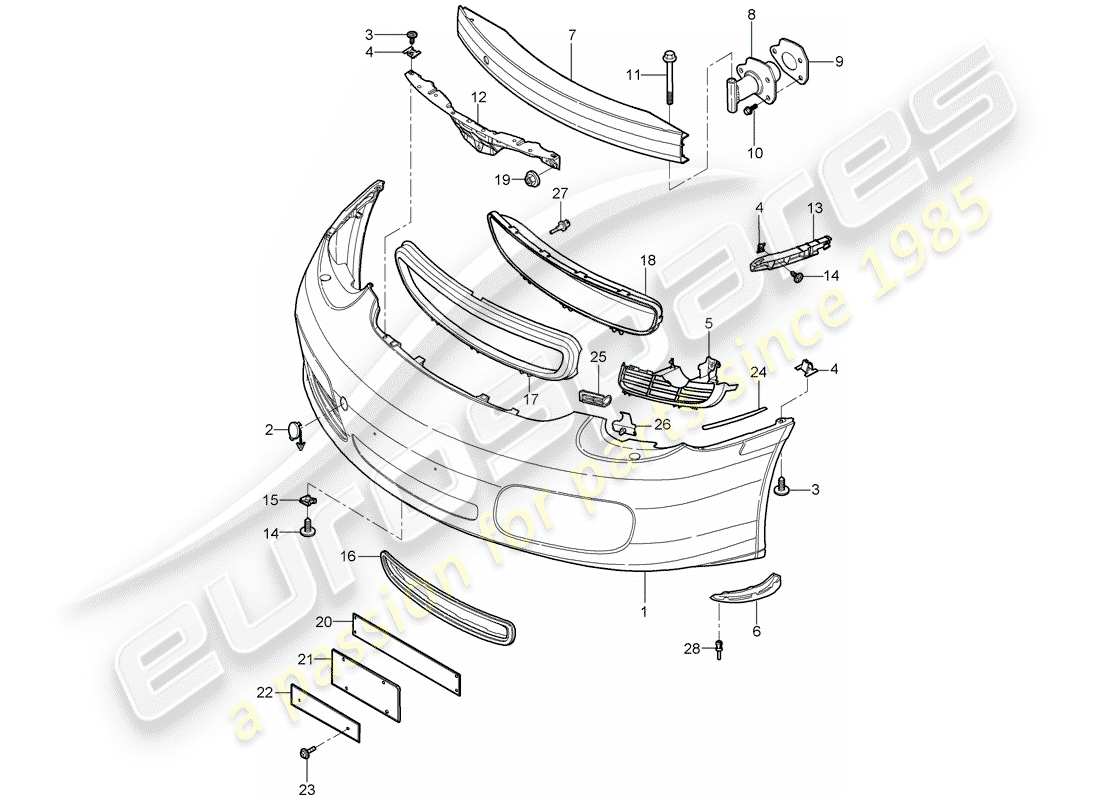 porsche 2008 (987 boxster) bumper parts diagram