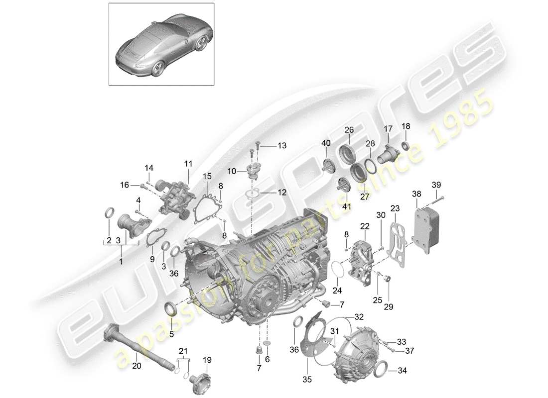 porsche 991 (2015) manual gearbox parts diagram
