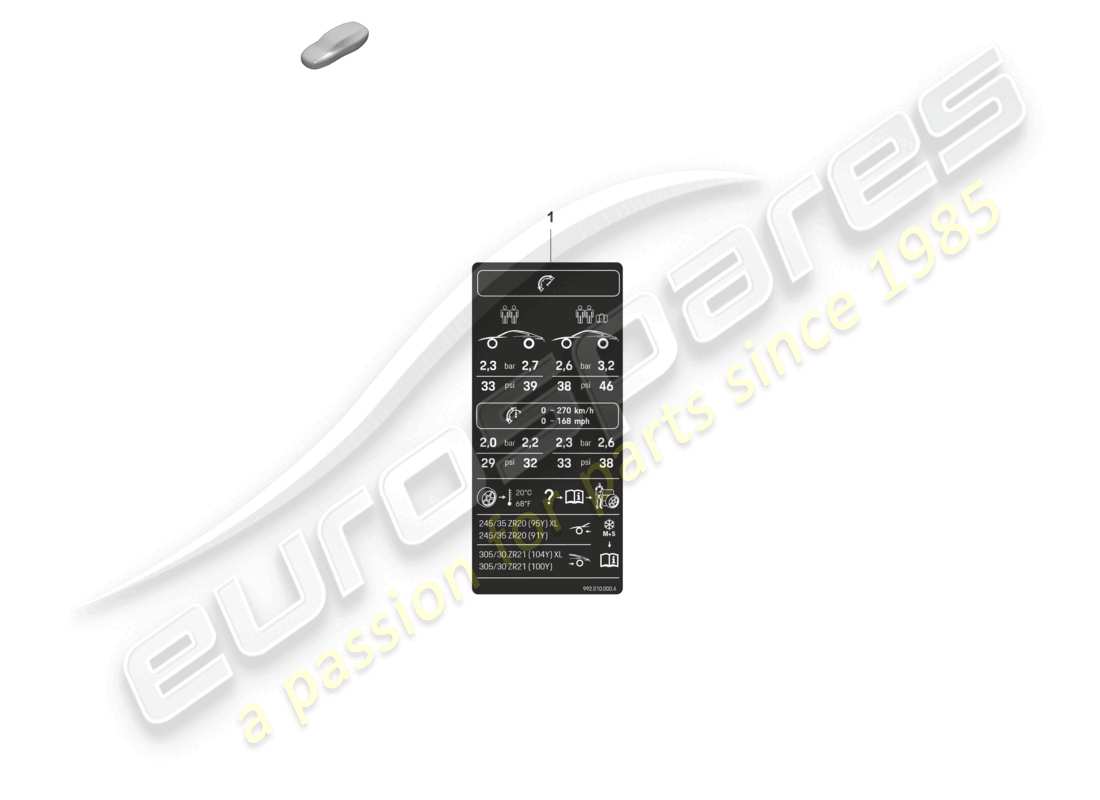 porsche 2019 (992-1) signs/notices parts diagram