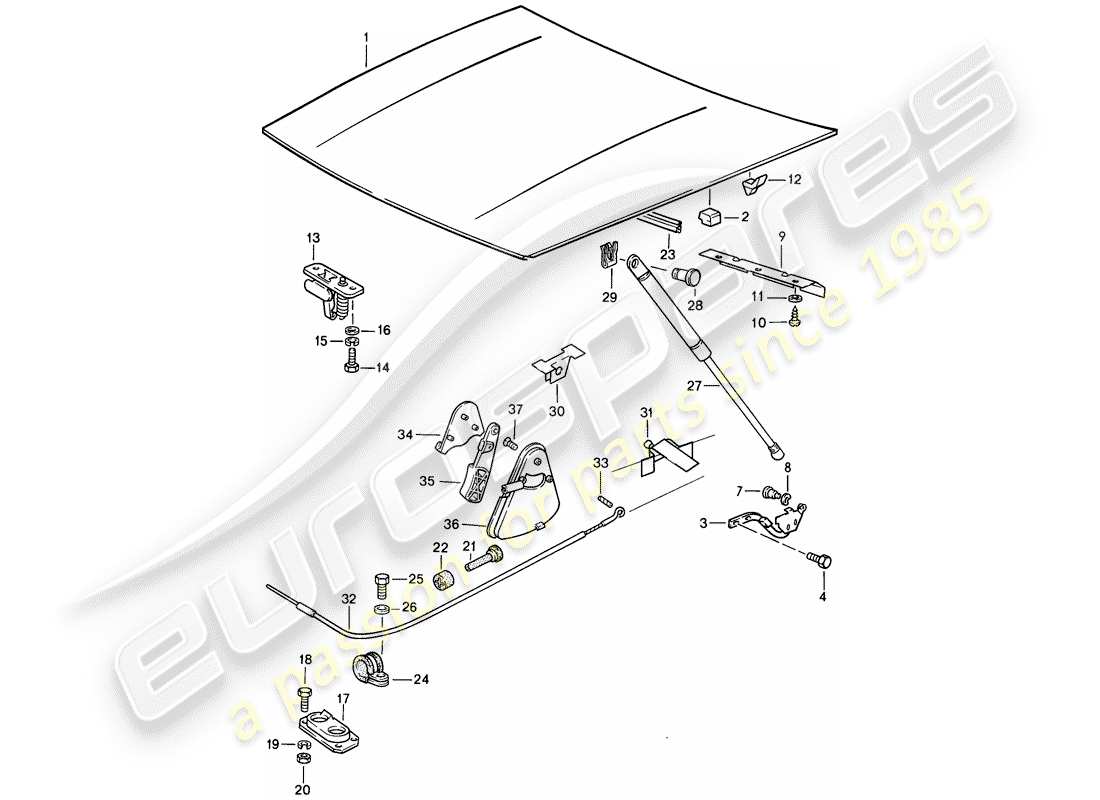 porsche 1986 (944) cover - actuator parts diagram