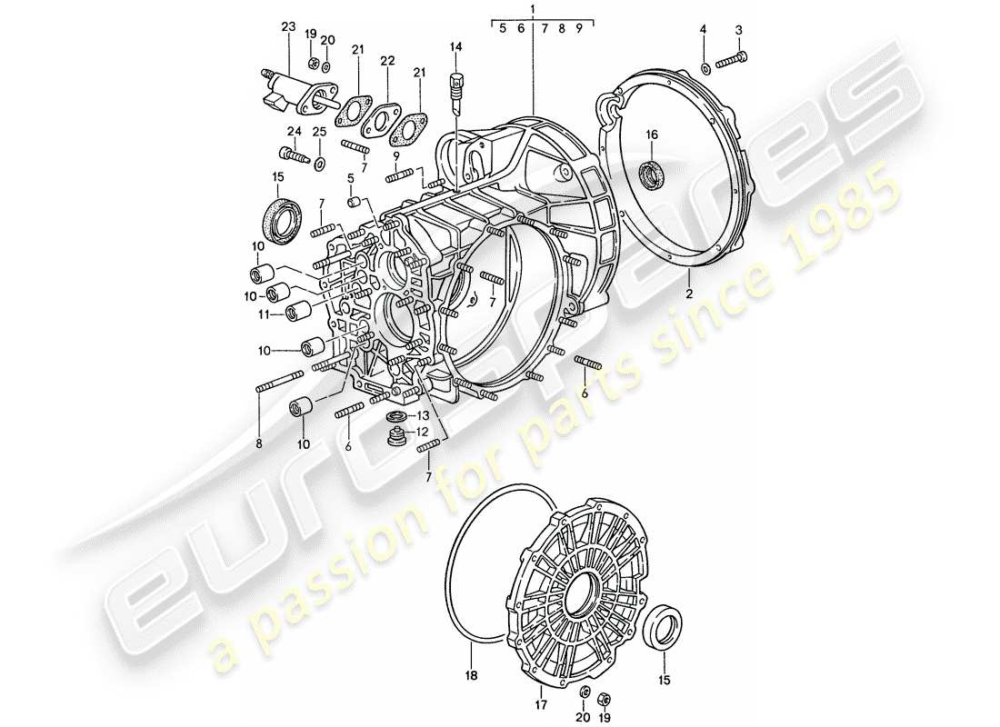 porsche 1987 (959) replacement transmission - transmission case parts diagram