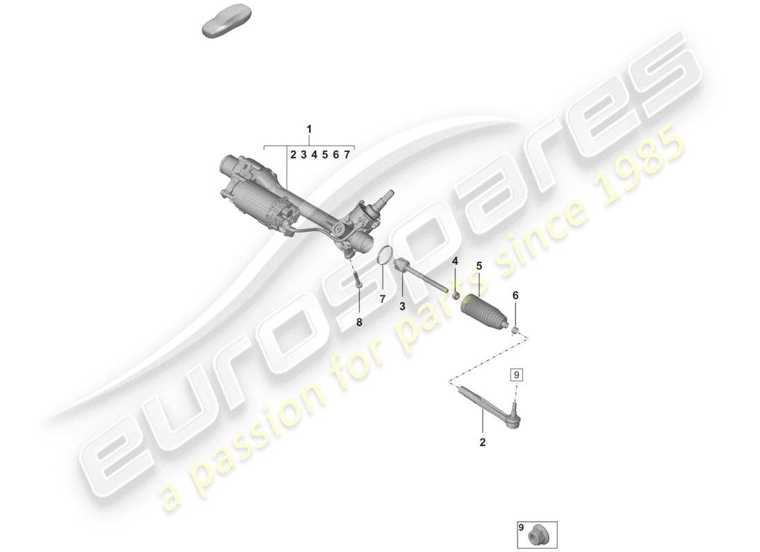 porsche 992 (2019) steering gear parts diagram