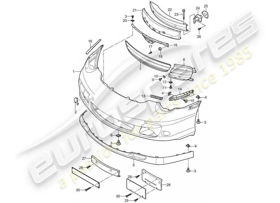 porsche 2007 (997-1 turbo / gt2) bumper parts diagram
