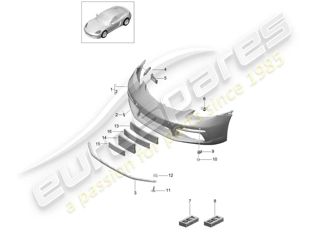 porsche 718 cayman (2018) bumper parts diagram