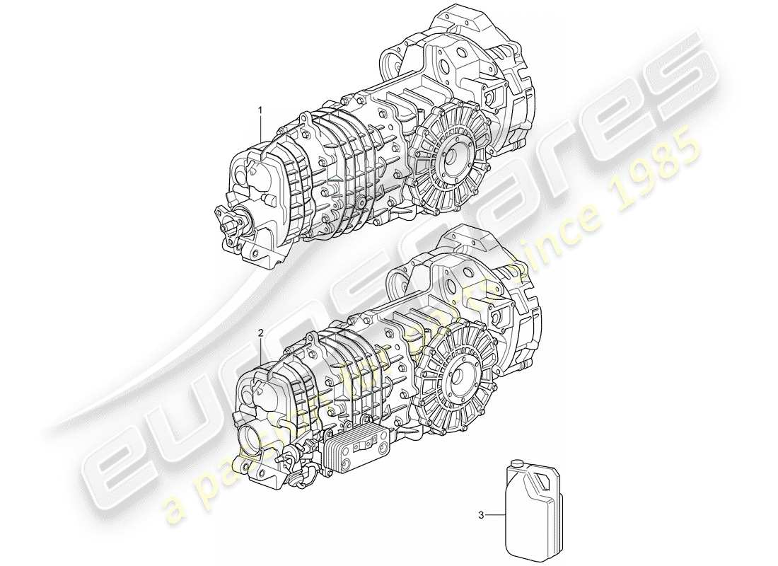 porsche 997 t/gt2 (2007) replacement transmission parts diagram