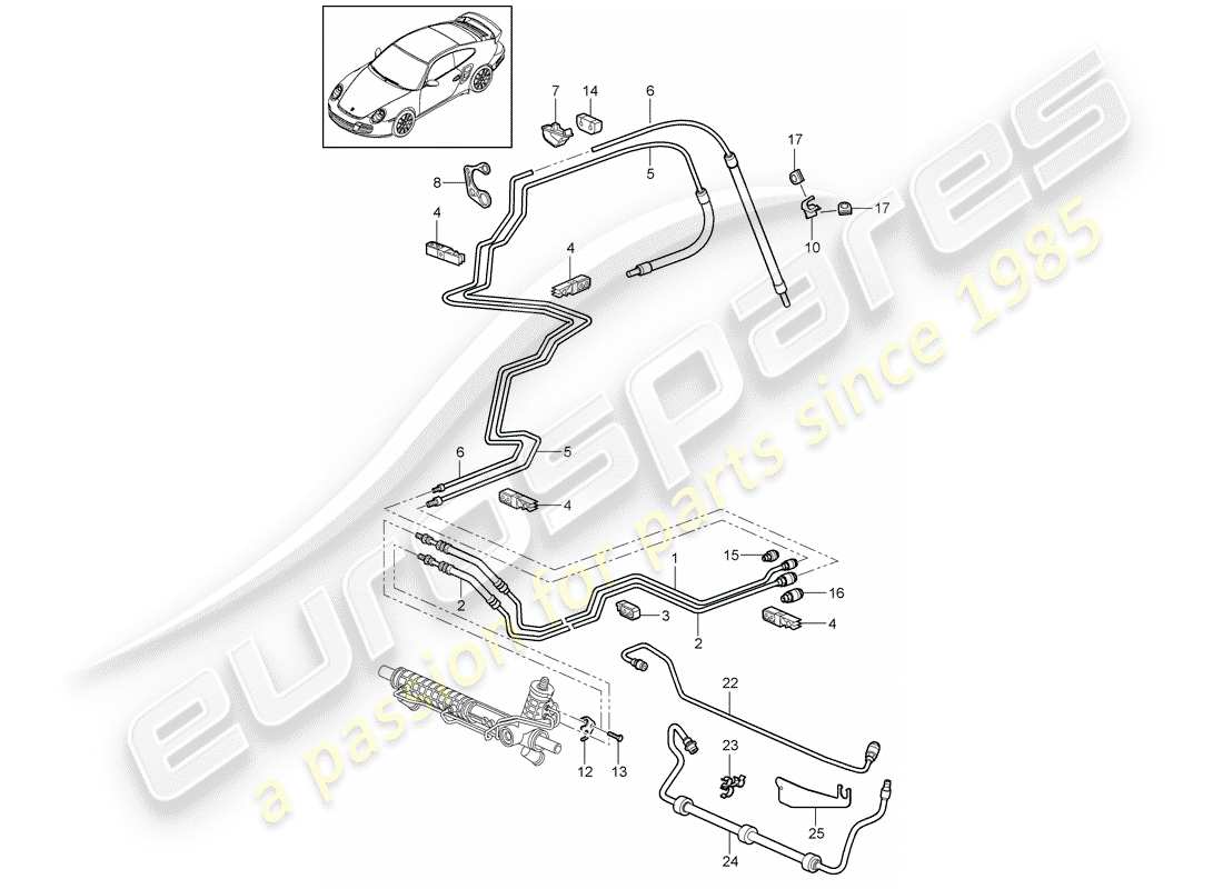 porsche 2013 (997-2 turbo / gt2 rs) power steering parts diagram