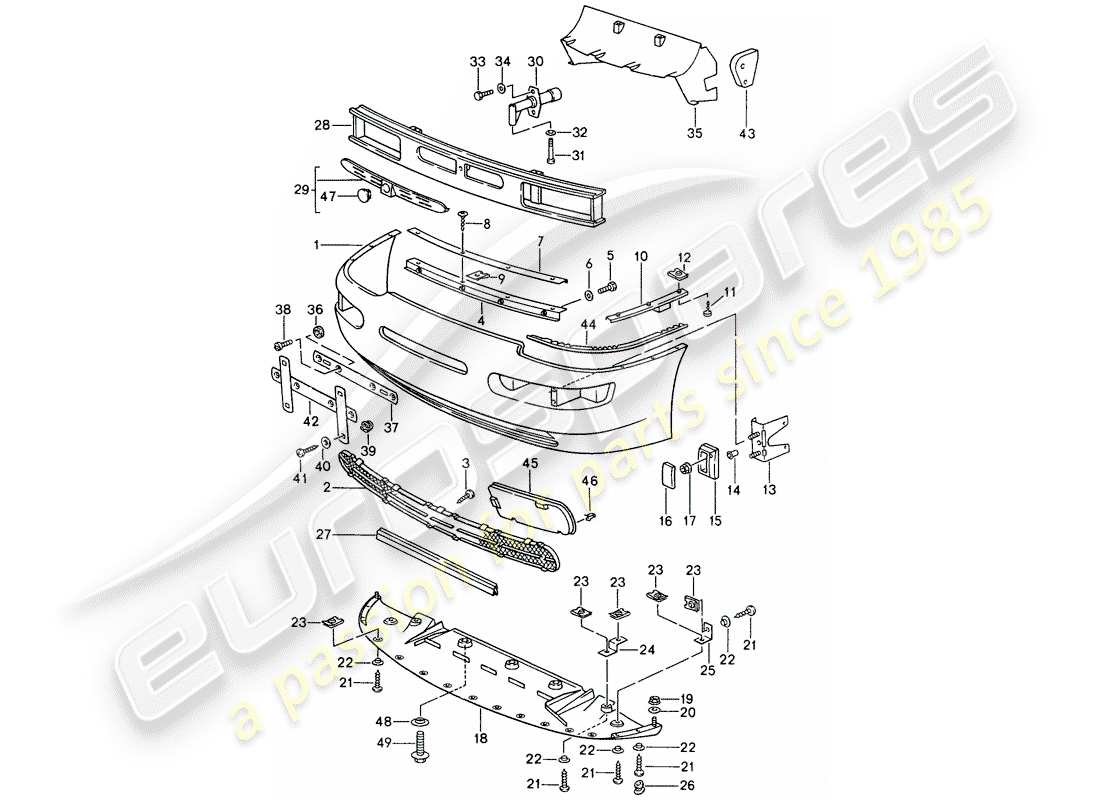 porsche 1994 (968) cover for bumper - bumper parts diagram