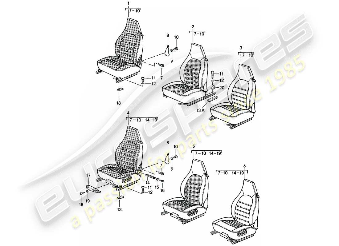 porsche 1985 (911) front seat - d - mj 1985>> part diagram