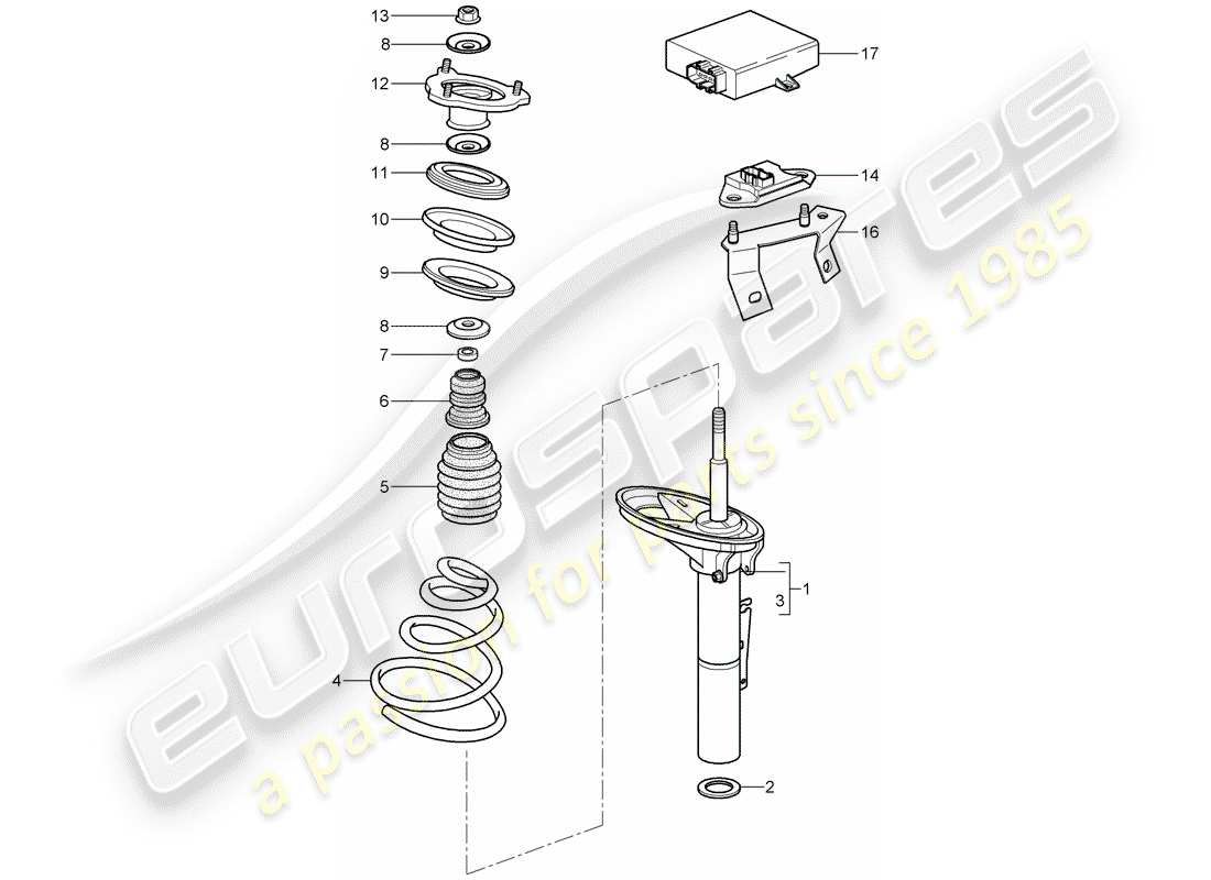 porsche 2009 997-2 turbo / gt2 suspension part diagram