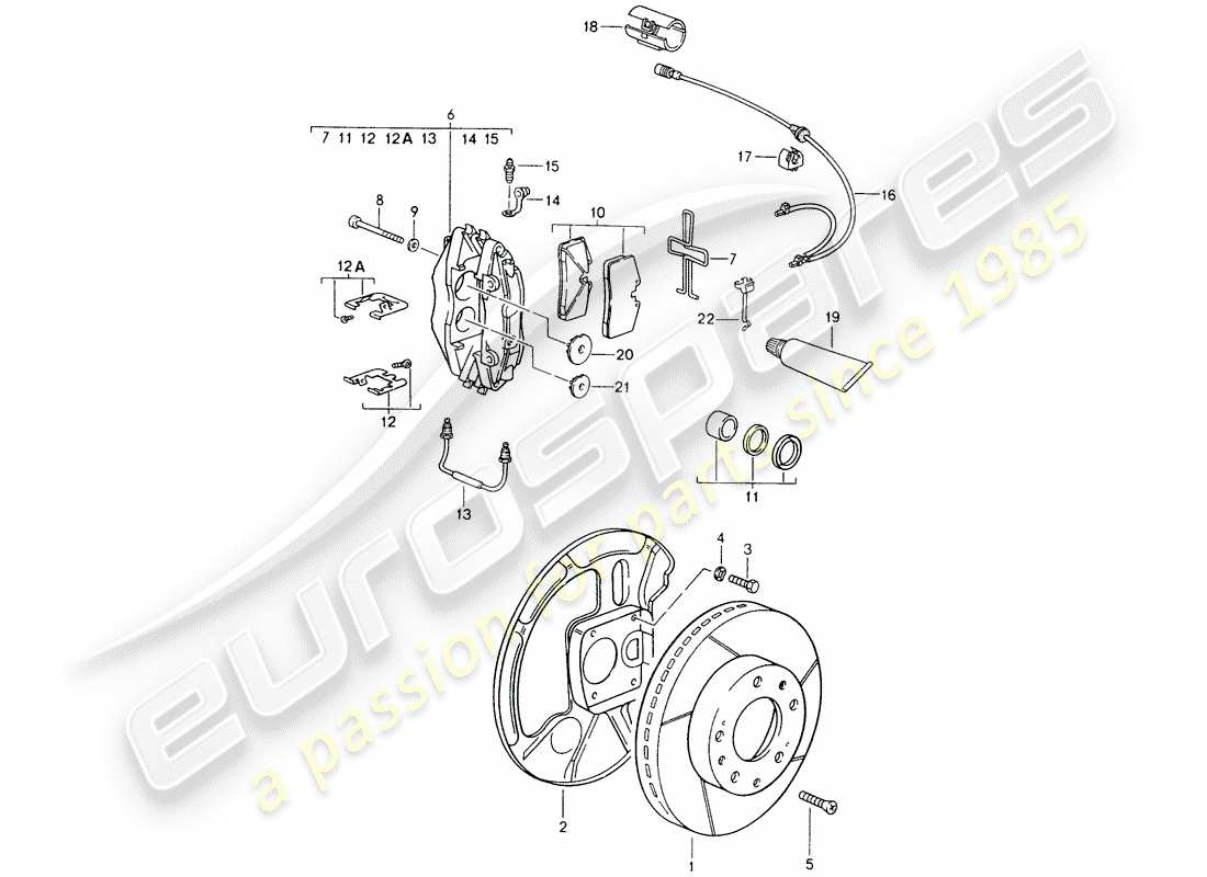 porsche 928 (1992) disc brakes - see technical information - gr.4 nr. 1/89 part diagram