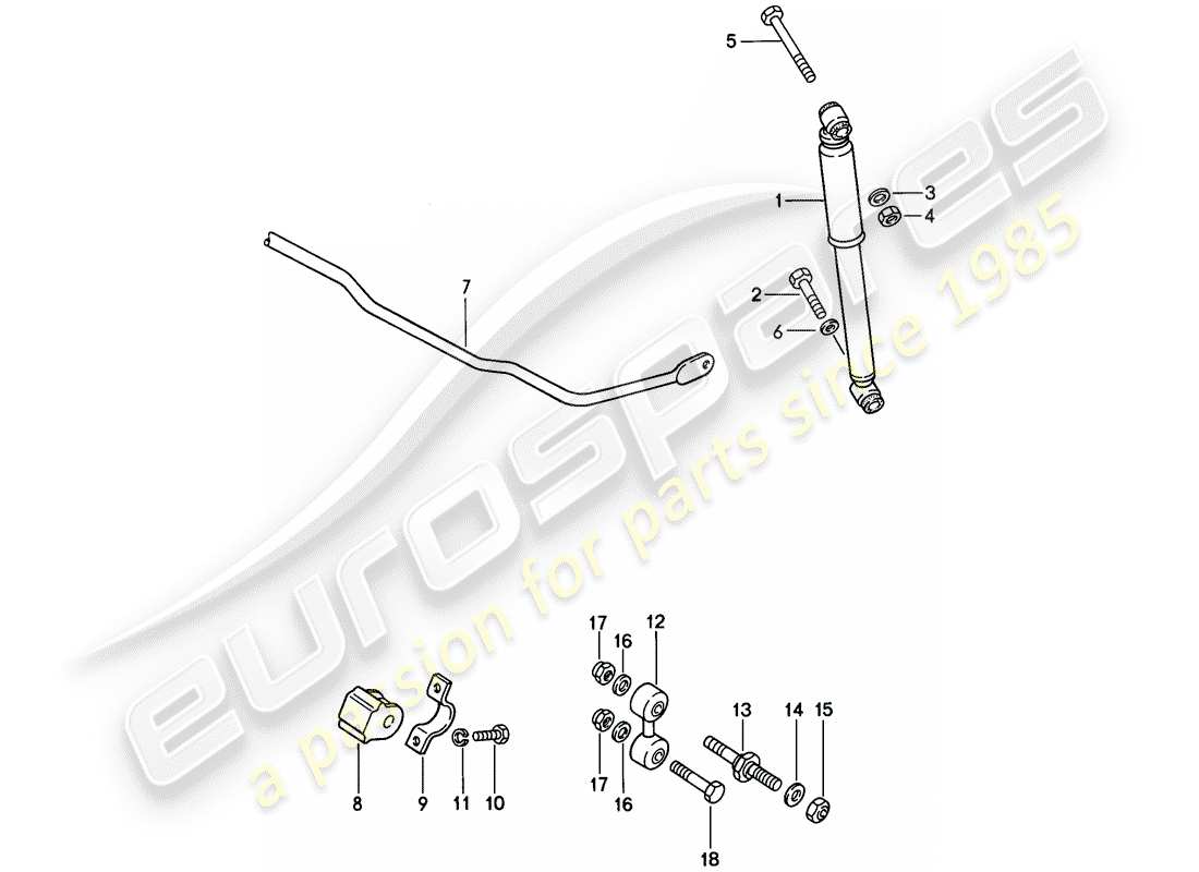 porsche 1988 (944) vibration damper - stabilizer part diagram