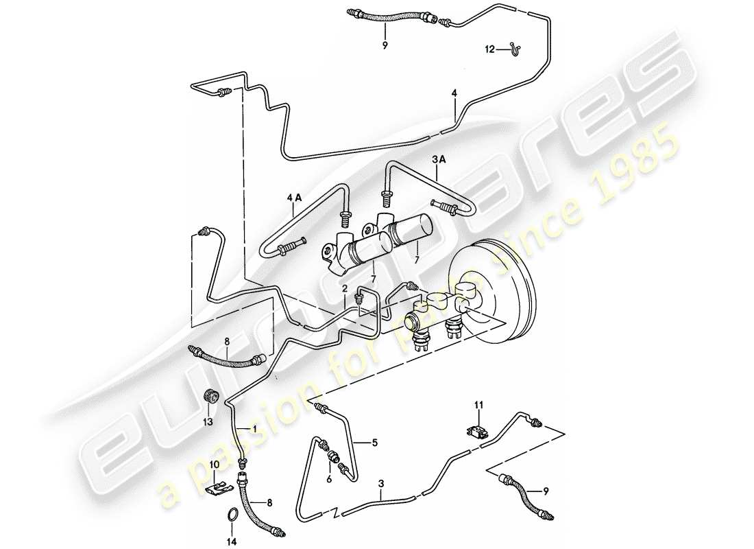 porsche 928 (1980) brake lines - only in combination with: - vacuum booster - 928.355.023.03 /04 - without: - brake pressure regulator - f >> 92-88101 129 part diagram