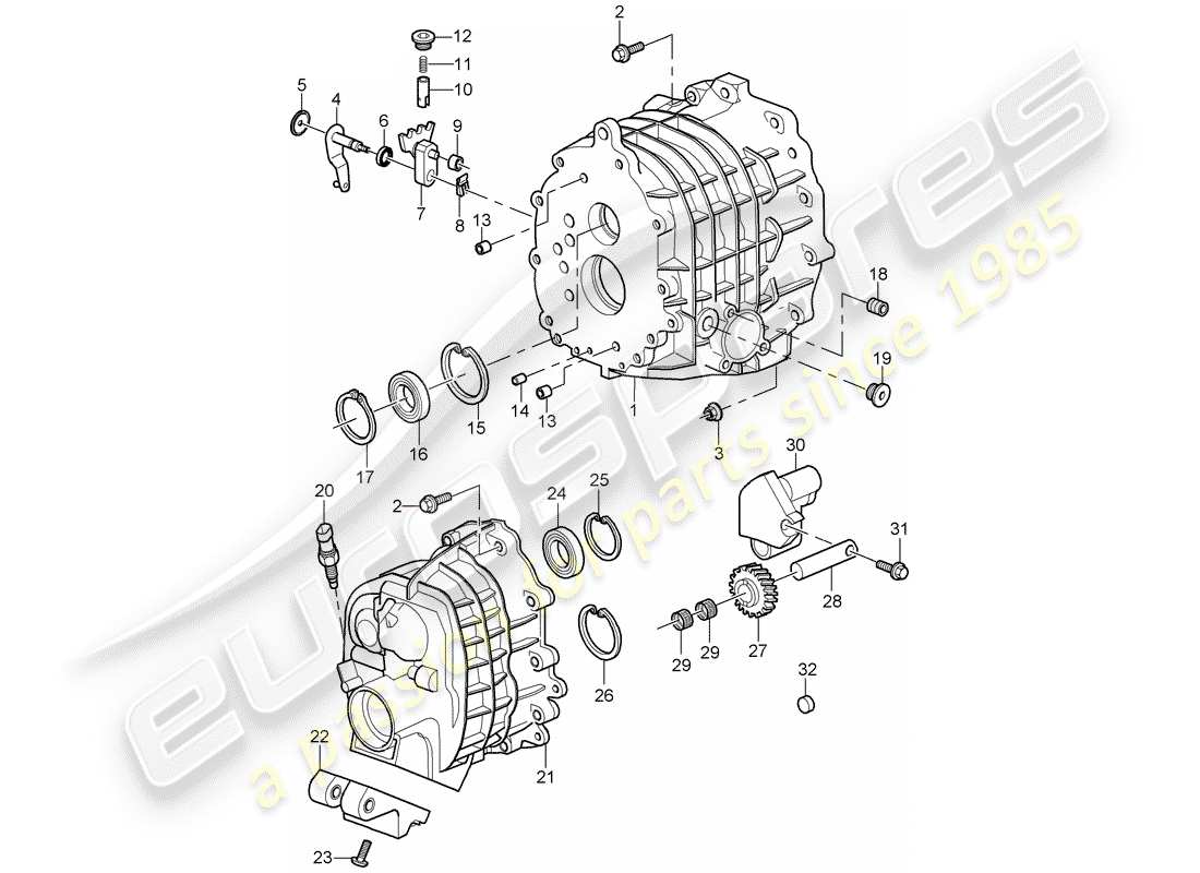 porsche 2008 (997-1 turbo / gt2) gear housing parts diagram