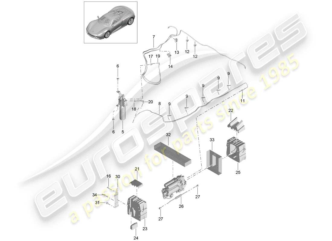 porsche 918 spyder (2015) front axle parts diagram