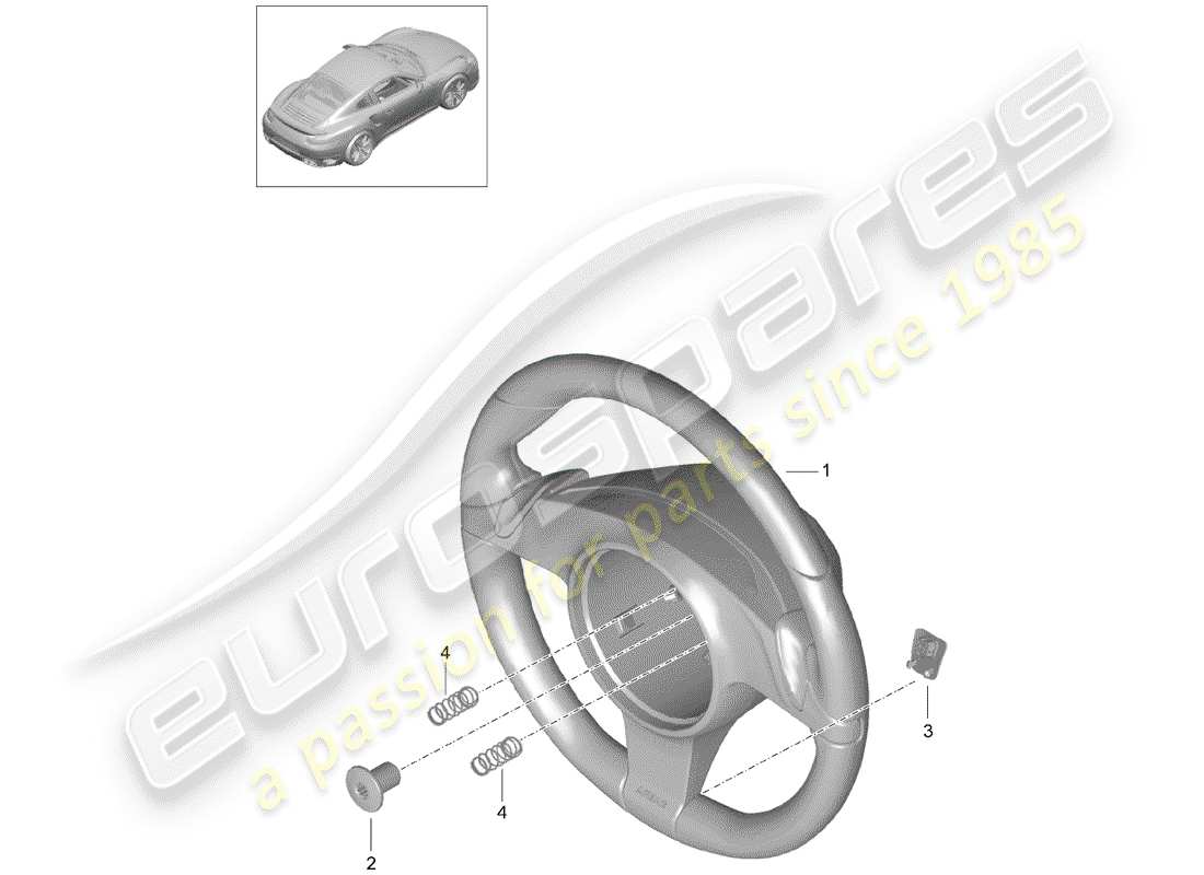 porsche 991 turbo (2020) steering wheel parts diagram