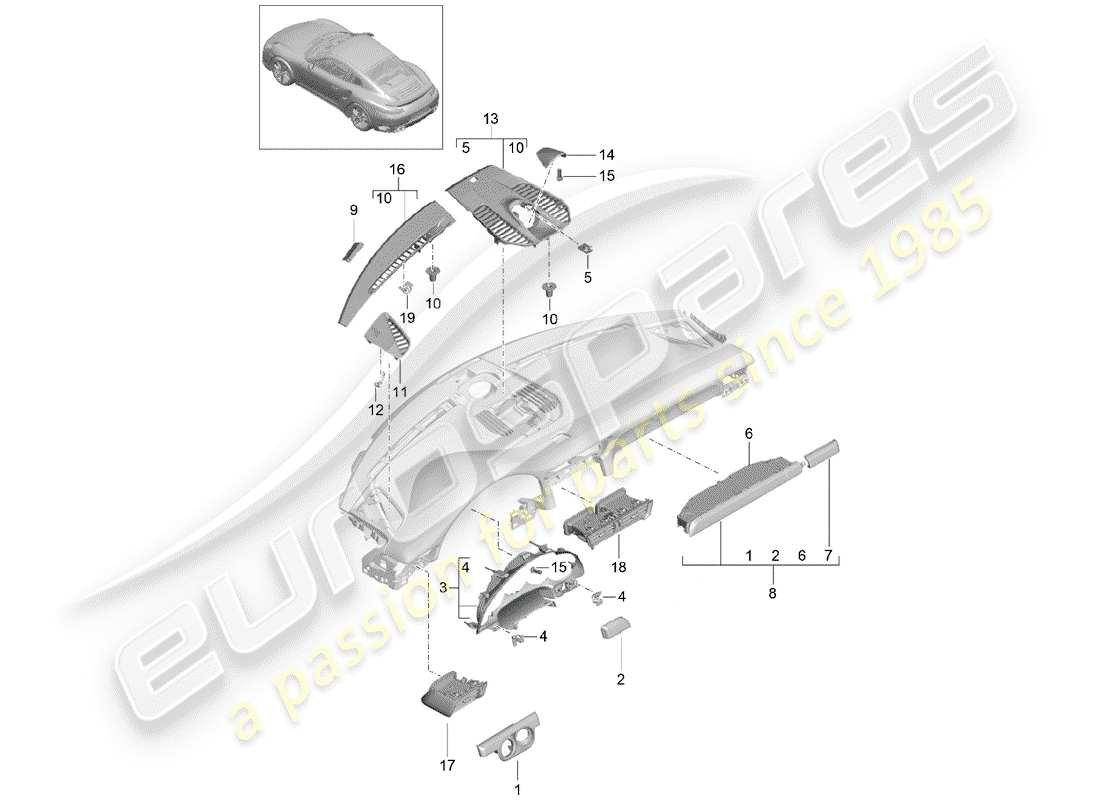 porsche 2020 (991-2 turbo) accessories part diagram