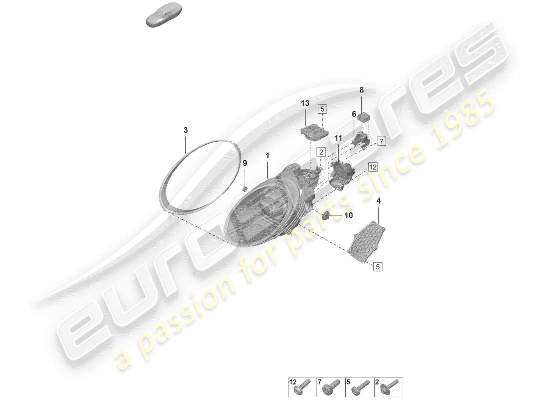 porsche 2019 (992-1) led headlight parts diagram