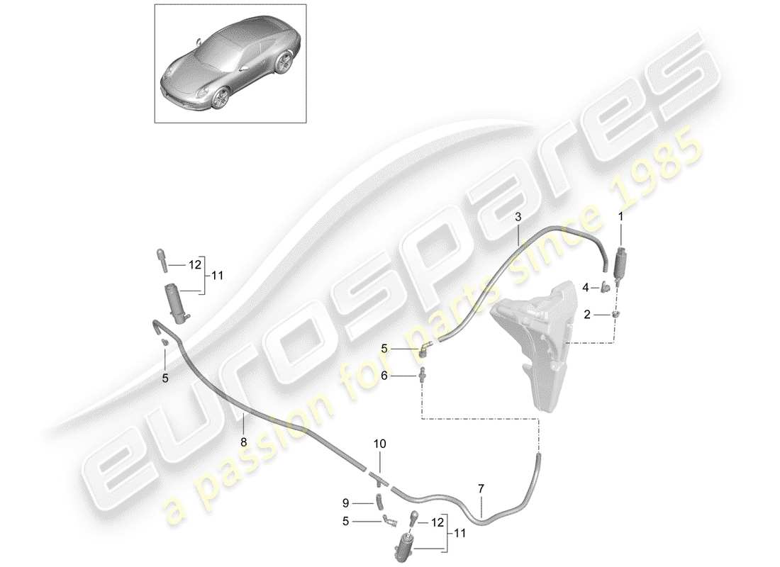 porsche 991 (2015) headlight washer system part diagram