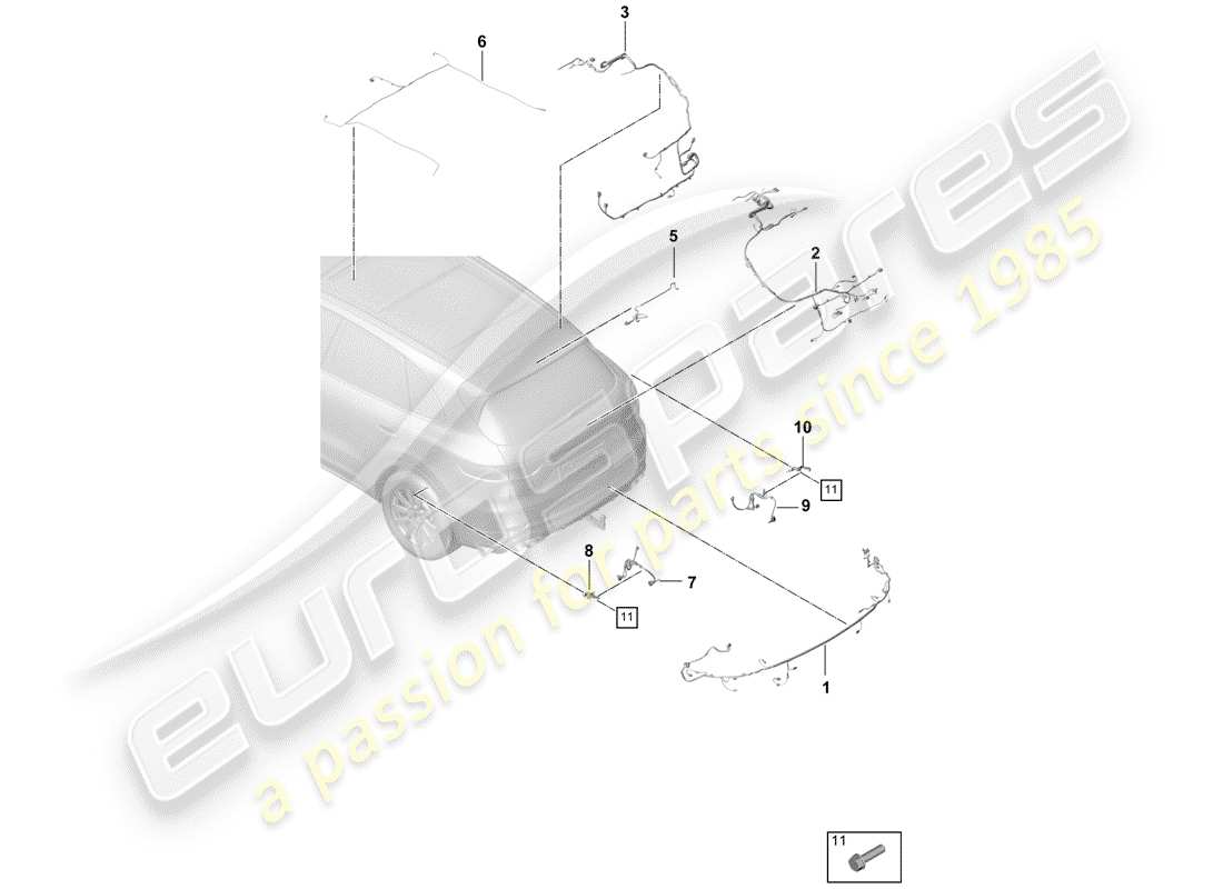 porsche 2020 (cayenne e3 9ya/9yb) wiring harnesses part diagram