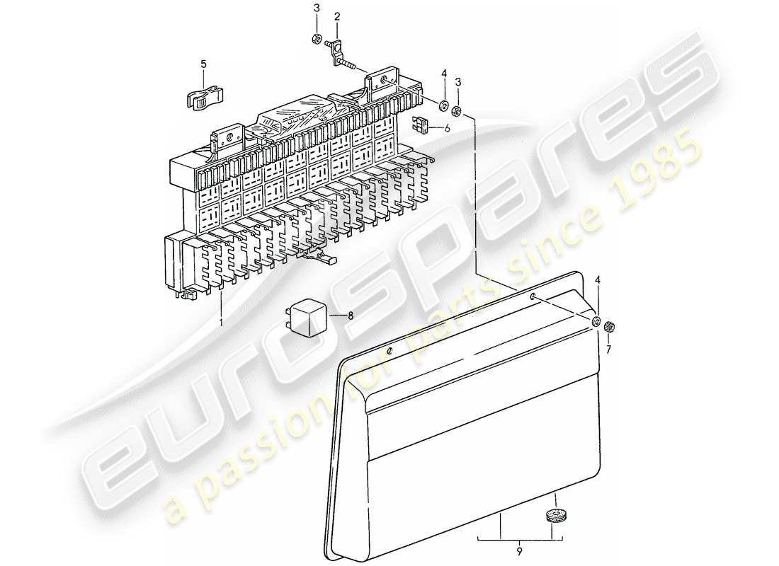 porsche 1987 (959) fuse box/relay plate - fuse - relay part diagram
