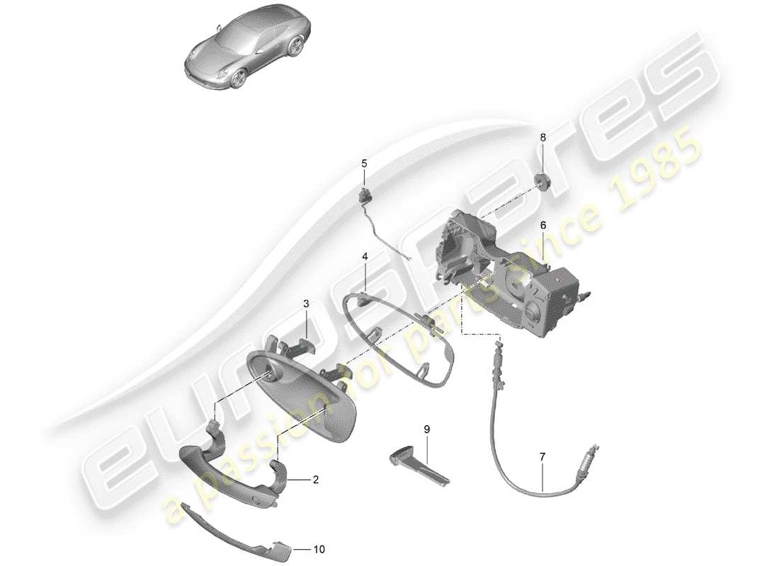 porsche 2015 (991-1) door handle part diagram