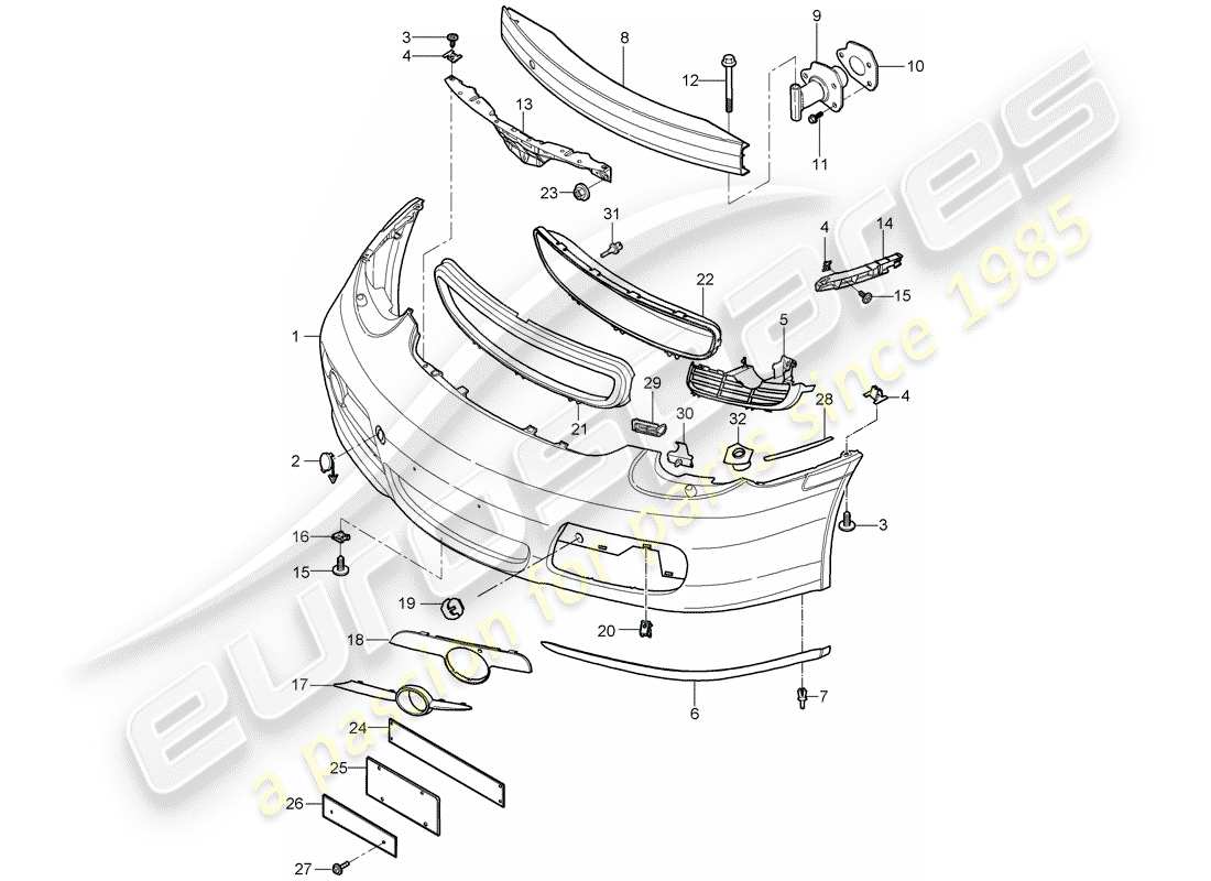 porsche 2006 (987 cayman) bumper part diagram