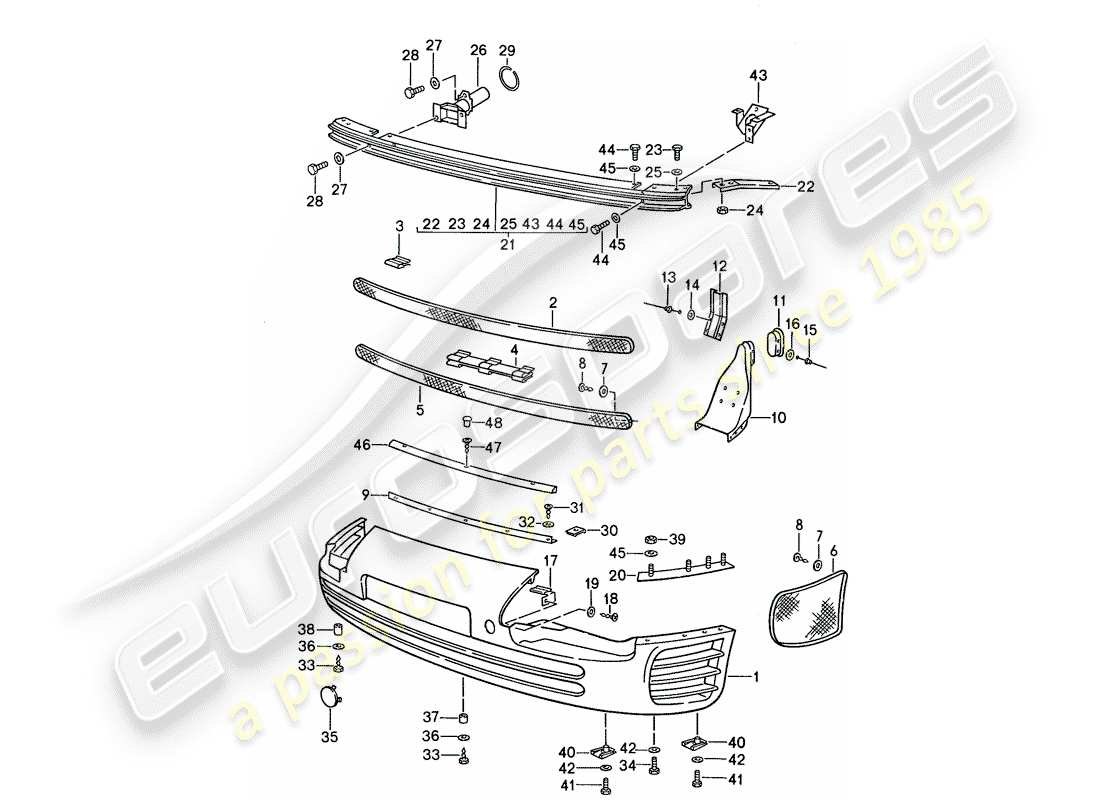 porsche 1987 (959) bumper part diagram