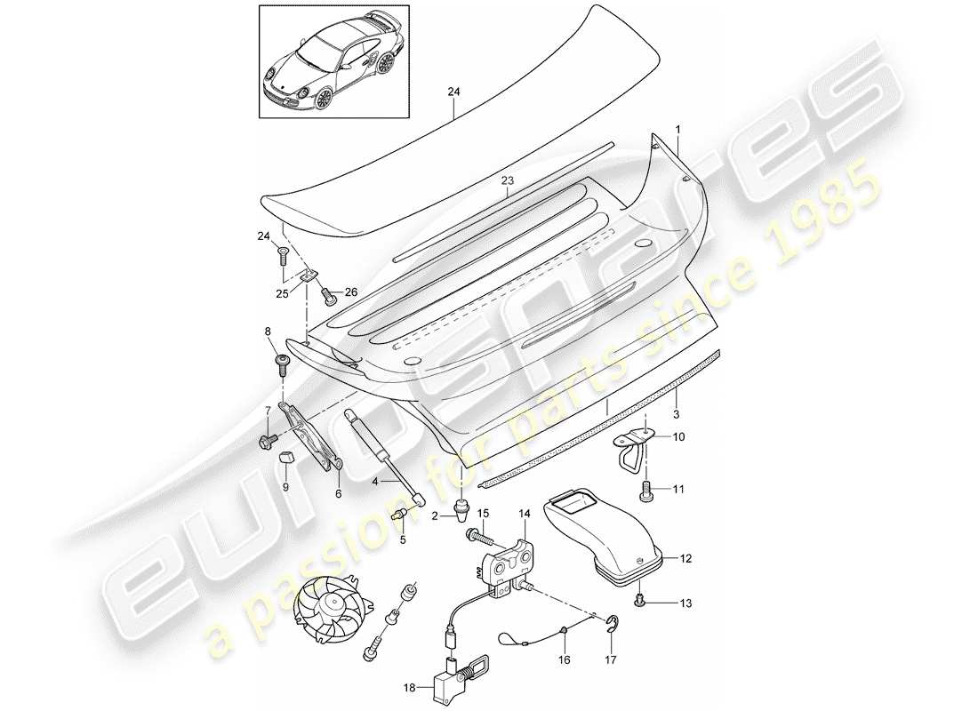 porsche 2012 (997-2 turbo / gt2 rs) cover part diagram