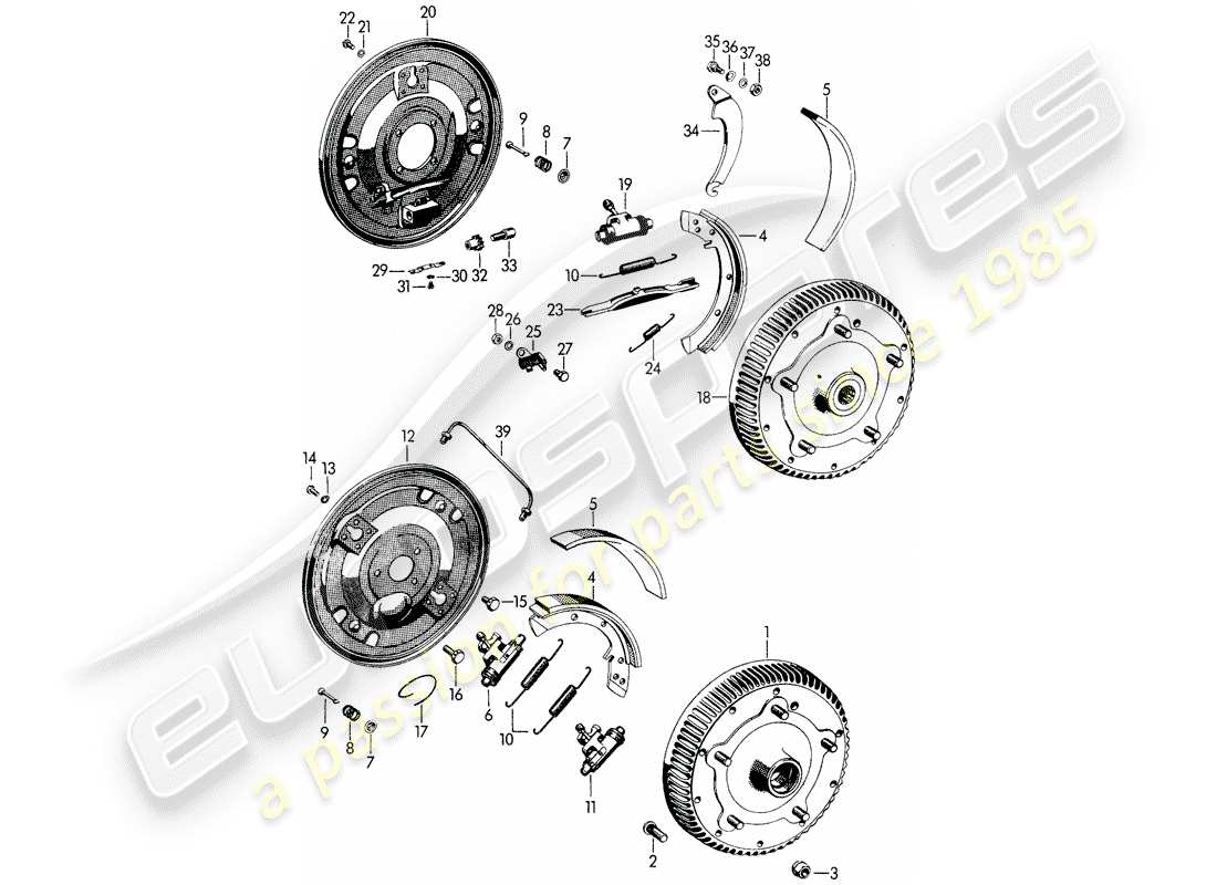 porsche 1963 (356b/356c) brake parts diagram