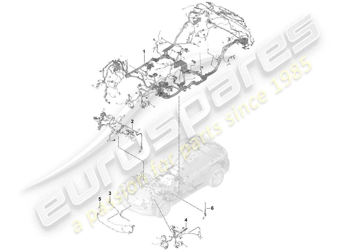 porsche 2020 (cayenne e3 9ya/9yb) wiring harnesses part diagram