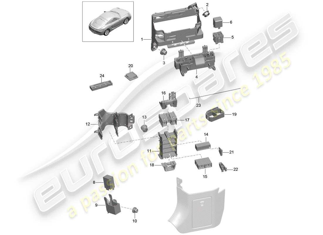 porsche 2016 (981 cayman) fuse box/relay plate part diagram