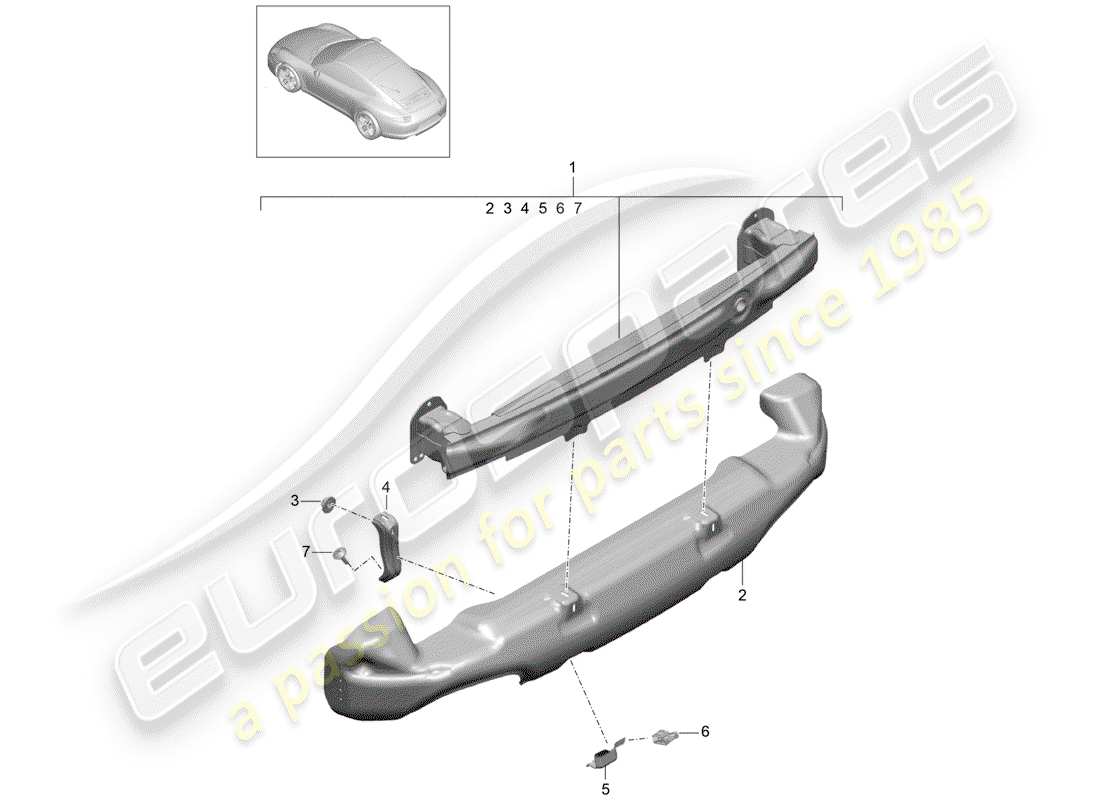porsche 2015 (991-1) bumper bracket part diagram