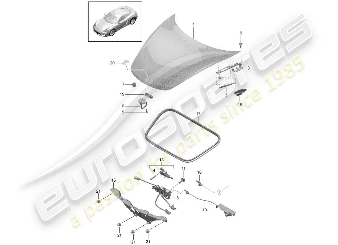 porsche 2015 (981 cayman) cover parts diagram