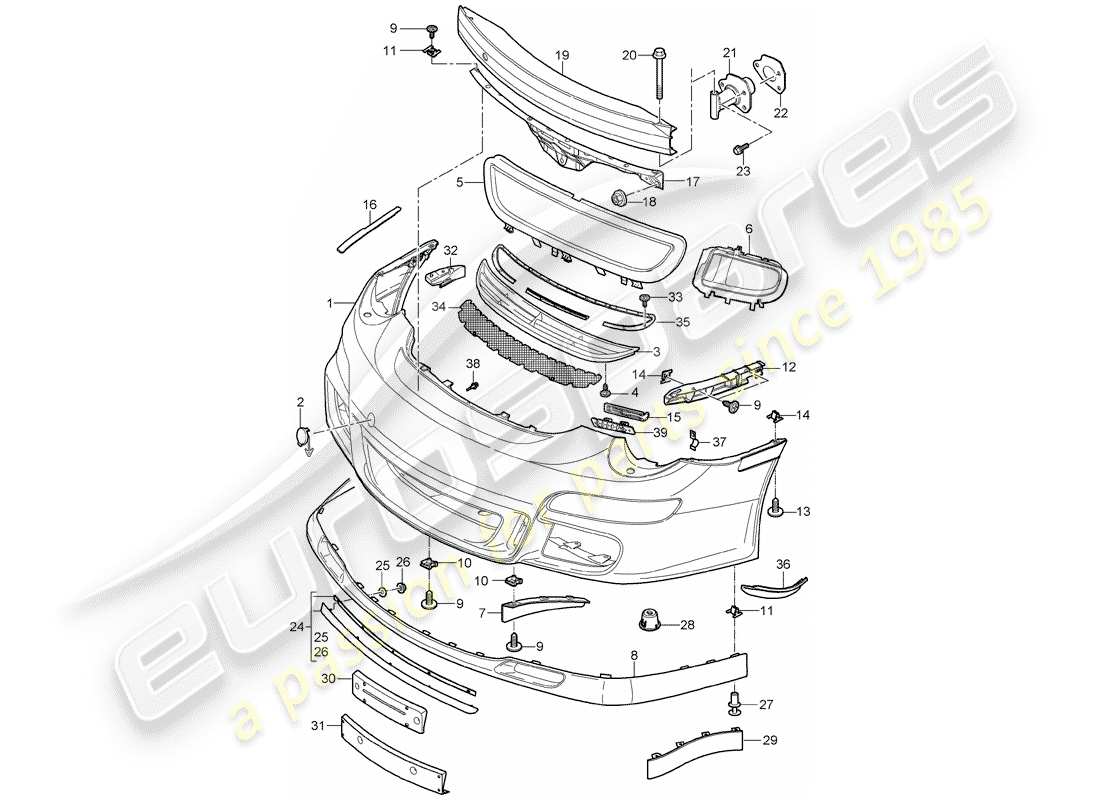 porsche 2007 (997-1 gt3) bumper part diagram