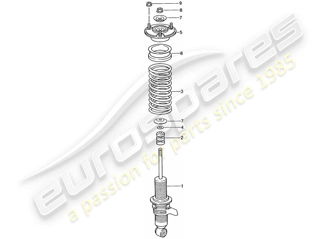 porsche 2004 (996 gt3) shock absorber - coil spring parts diagram