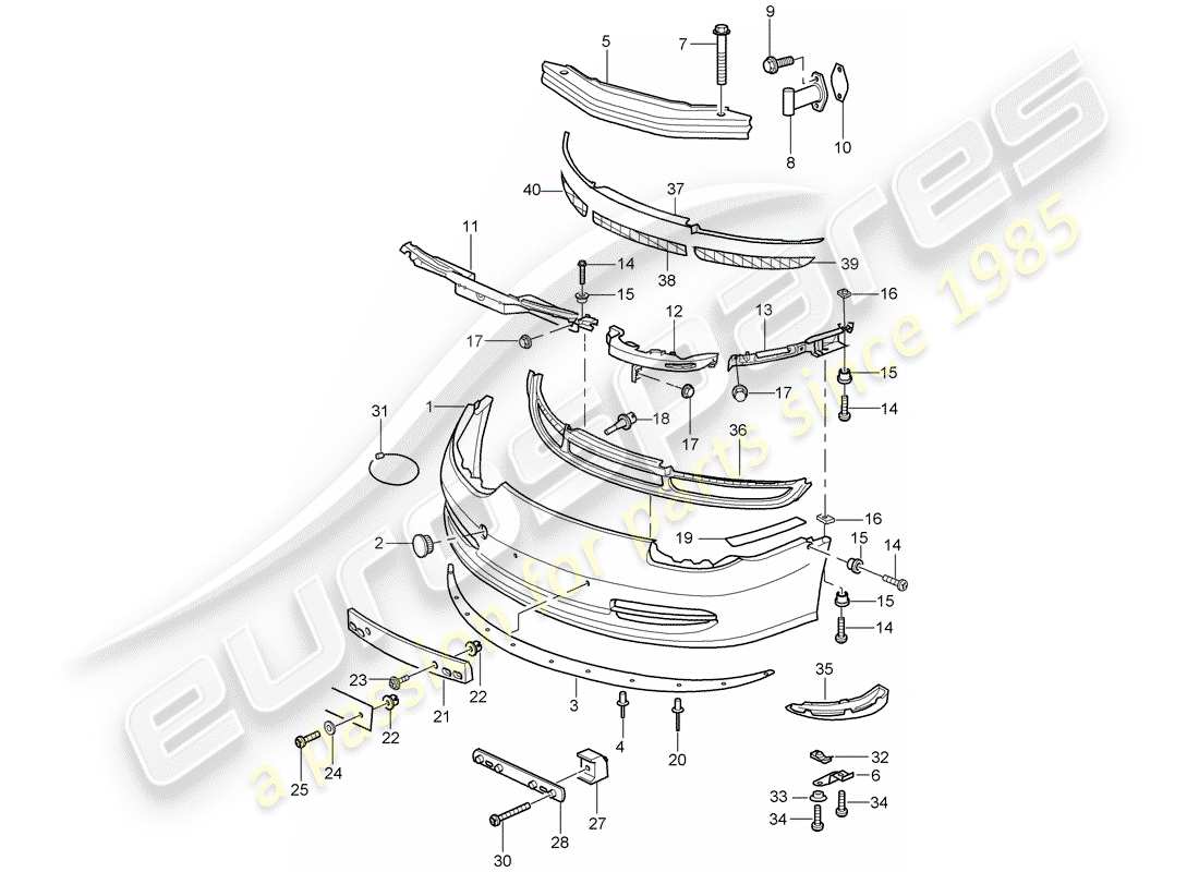 porsche 2001 (996 gt3) bumper part diagram
