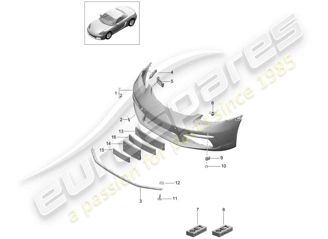porsche 2019 (718 boxster) bumper part diagram
