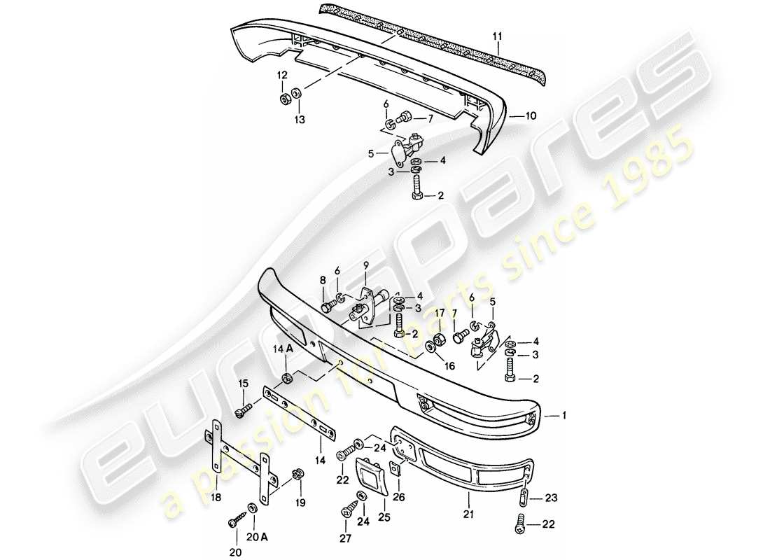 porsche 1983 (944) bumper - without: - buffer part diagram