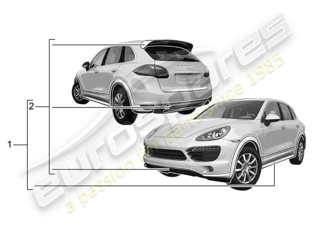porsche 2010 (tequipment cayenne) sport design package part diagram
